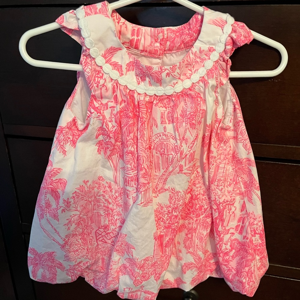 Lilly Pulitzer Pink and White Floral Dress 6-12mo